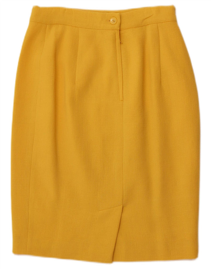VINTAGE Ensemble jupe 2 pièces 4 boutons pour femme IT 44 Medium W26 laine jaune