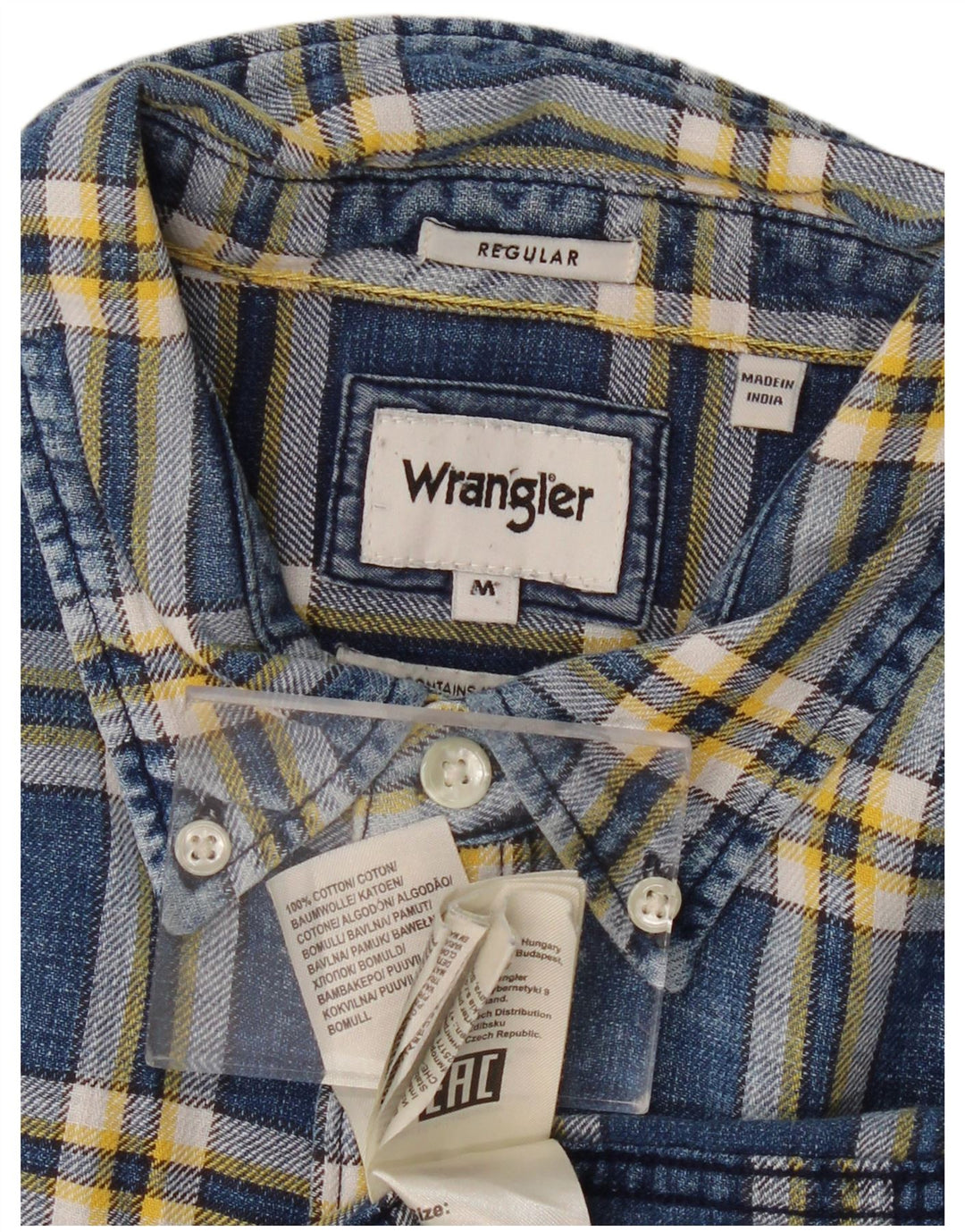 WRANGLER Chemise Regular Fit en Flanelle pour Homme en Coton à Carreaux Bleu Marine Moyen