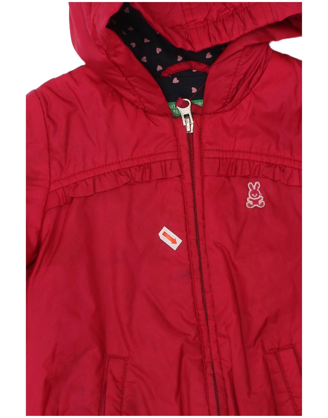 BENETTON Veste coupe-vent à capuche pour fille 3-4 ans Rouge