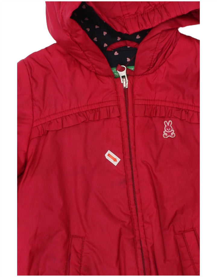 BENETTON Veste coupe-vent à capuche pour fille 3-4 ans Rouge