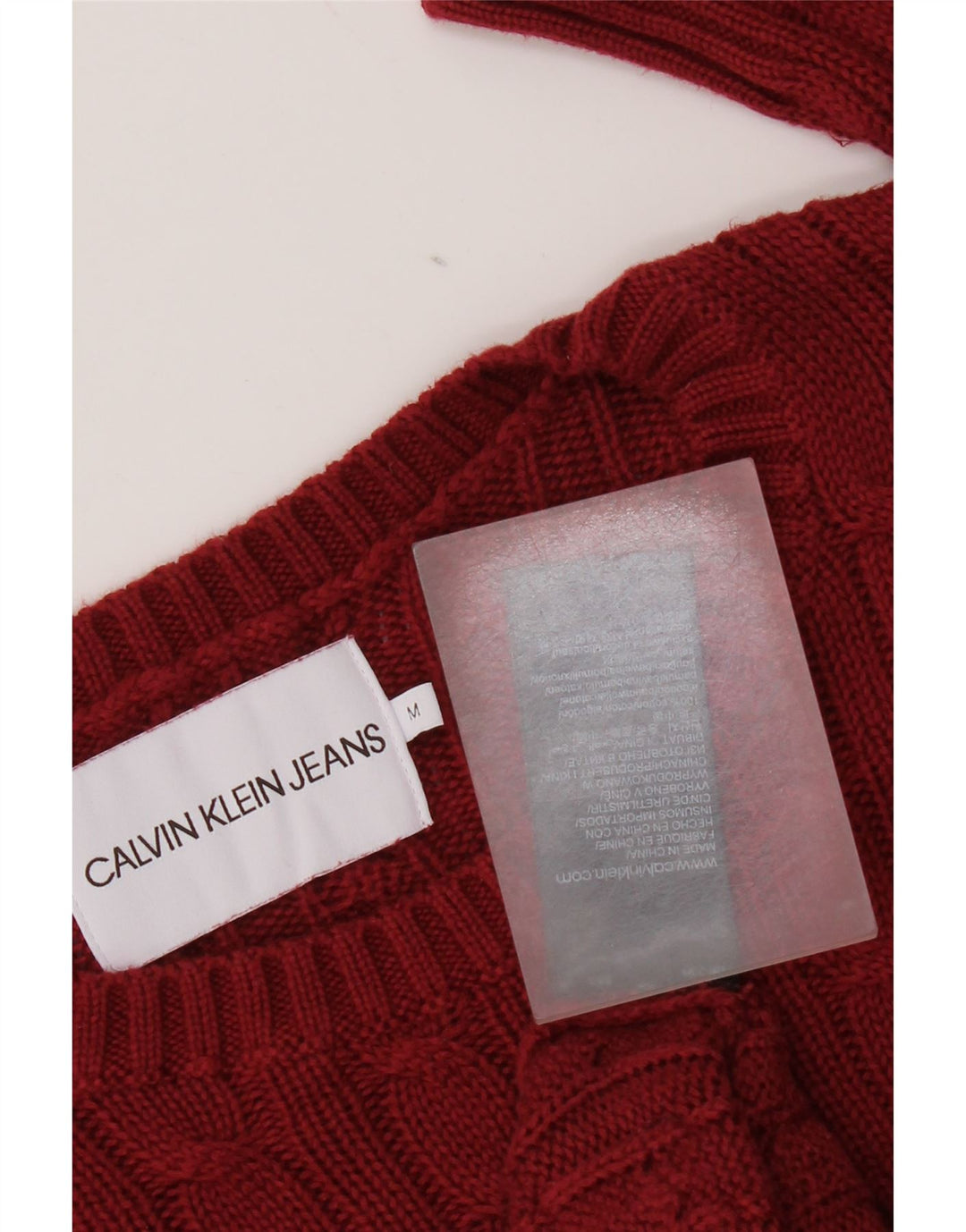 Calvin Klein Jeans Pull ras du cou pour femme UK 14 Rouge moyen Coton