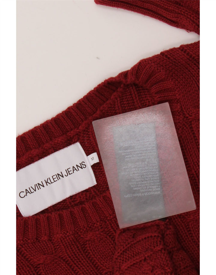 Calvin Klein Jeans Pull ras du cou pour femme UK 14 Rouge moyen Coton