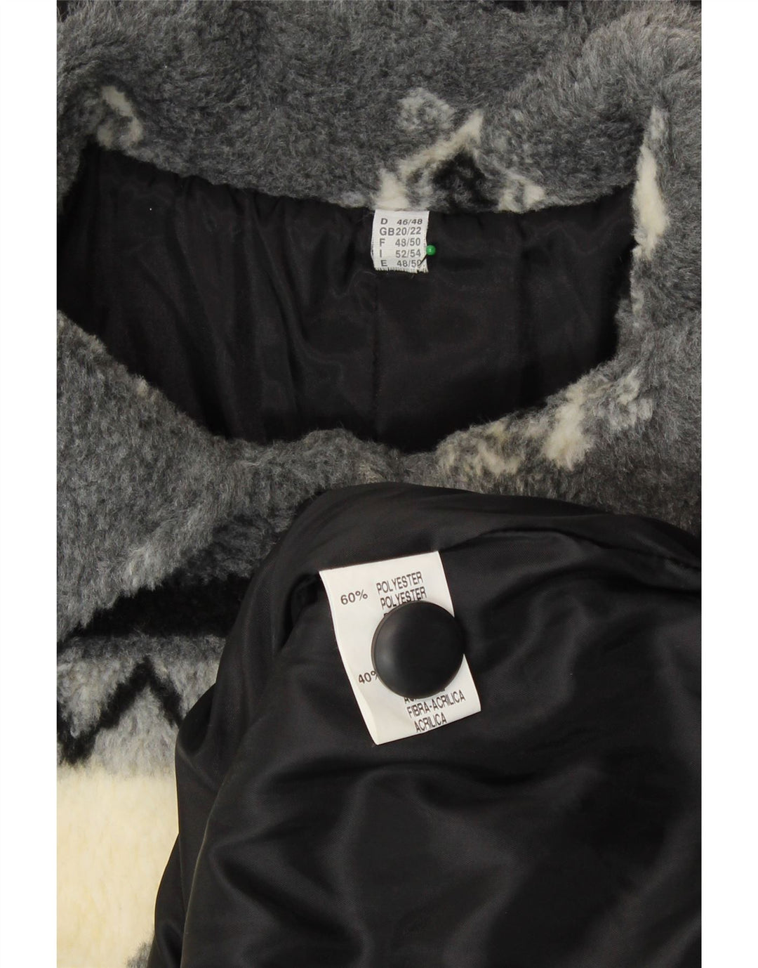 VINTAGE Femmes Sherpa Coupe-vent Manteau UK 20/22 2XL Beige Rayé