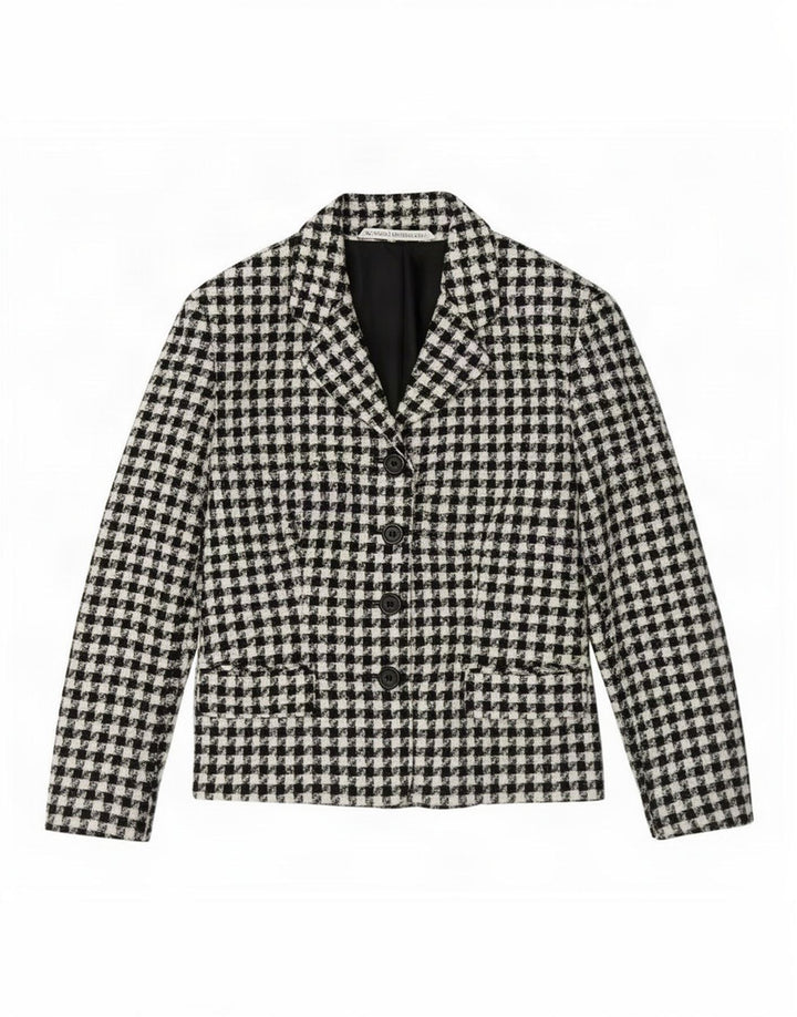 Marks & Spencer Veste blazer à 4 boutons pour femme UK 14 Large pied-de-poule noir