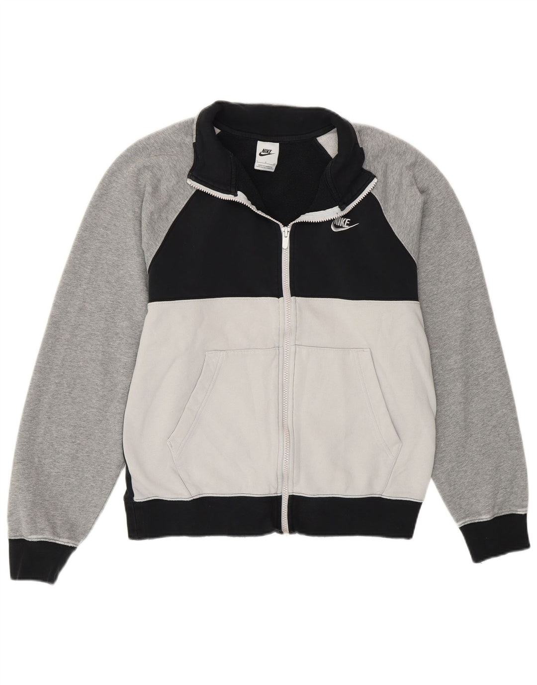 NIKE Mens Tracksuit Top Jacket Small Black Colourblock Cotton