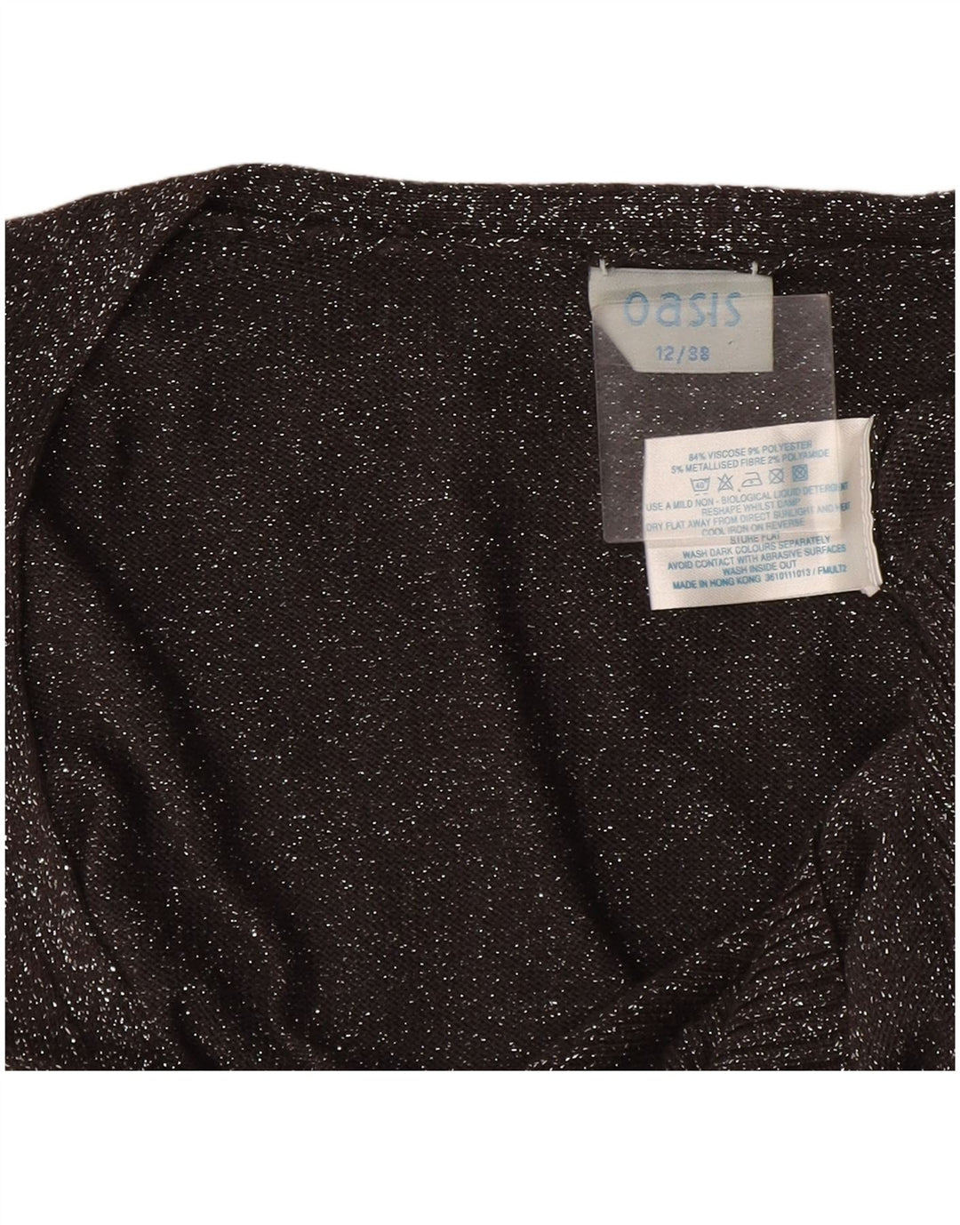 Oasis Cardigan court pour femme UK 12 Viscose mouchetée gris moyen
