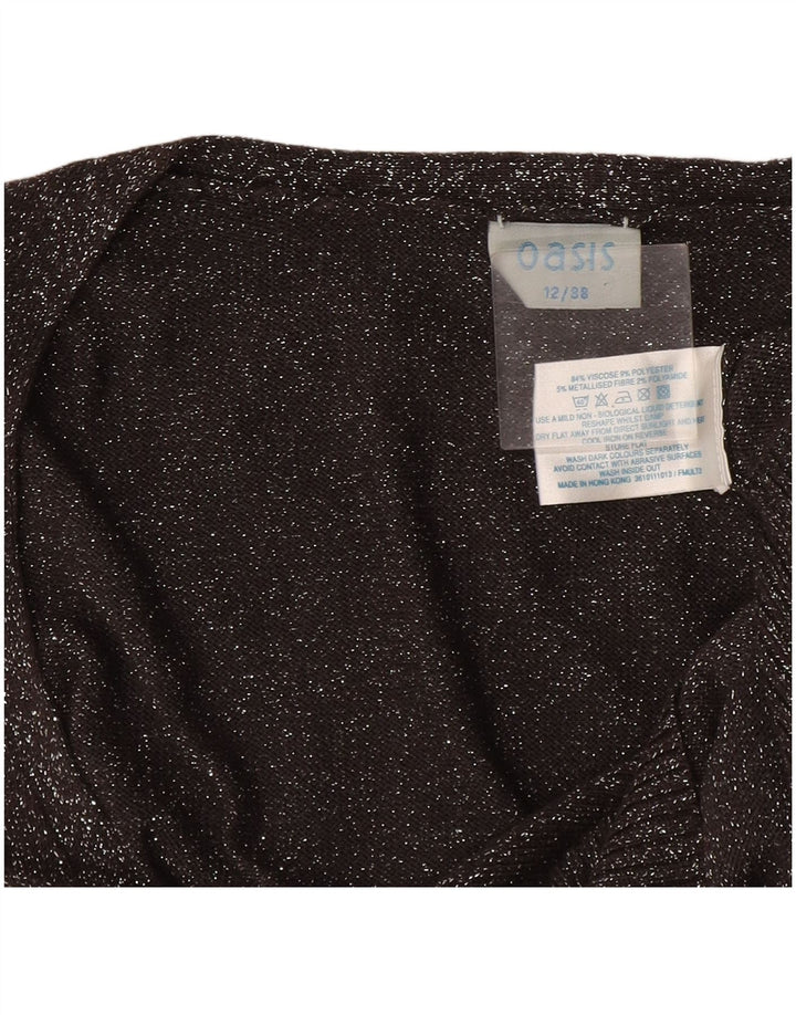 Oasis Cardigan court pour femme UK 12 Viscose mouchetée gris moyen