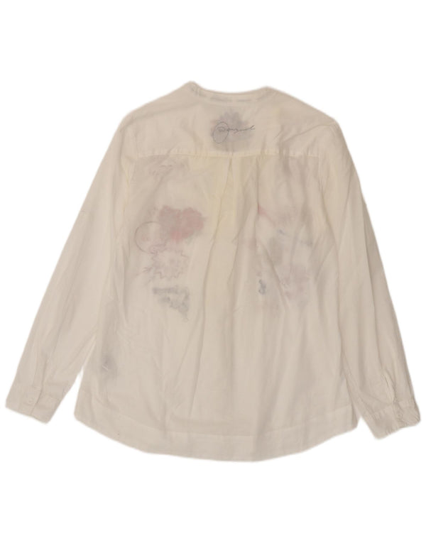 Desigual Chemisier graphique à manches longues pour femme UK 14 Grand Blanc Floral