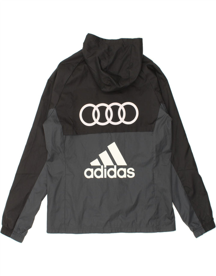 ADIDAS Veste de pluie à capuche graphique pour hommes UK 38 Medium Black Colourblock
