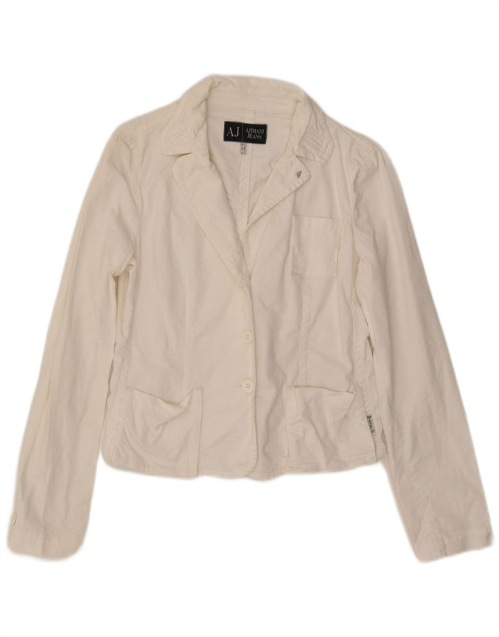 Armani Veste blazer à 3 boutons pour femme UK 16 Large Blanc