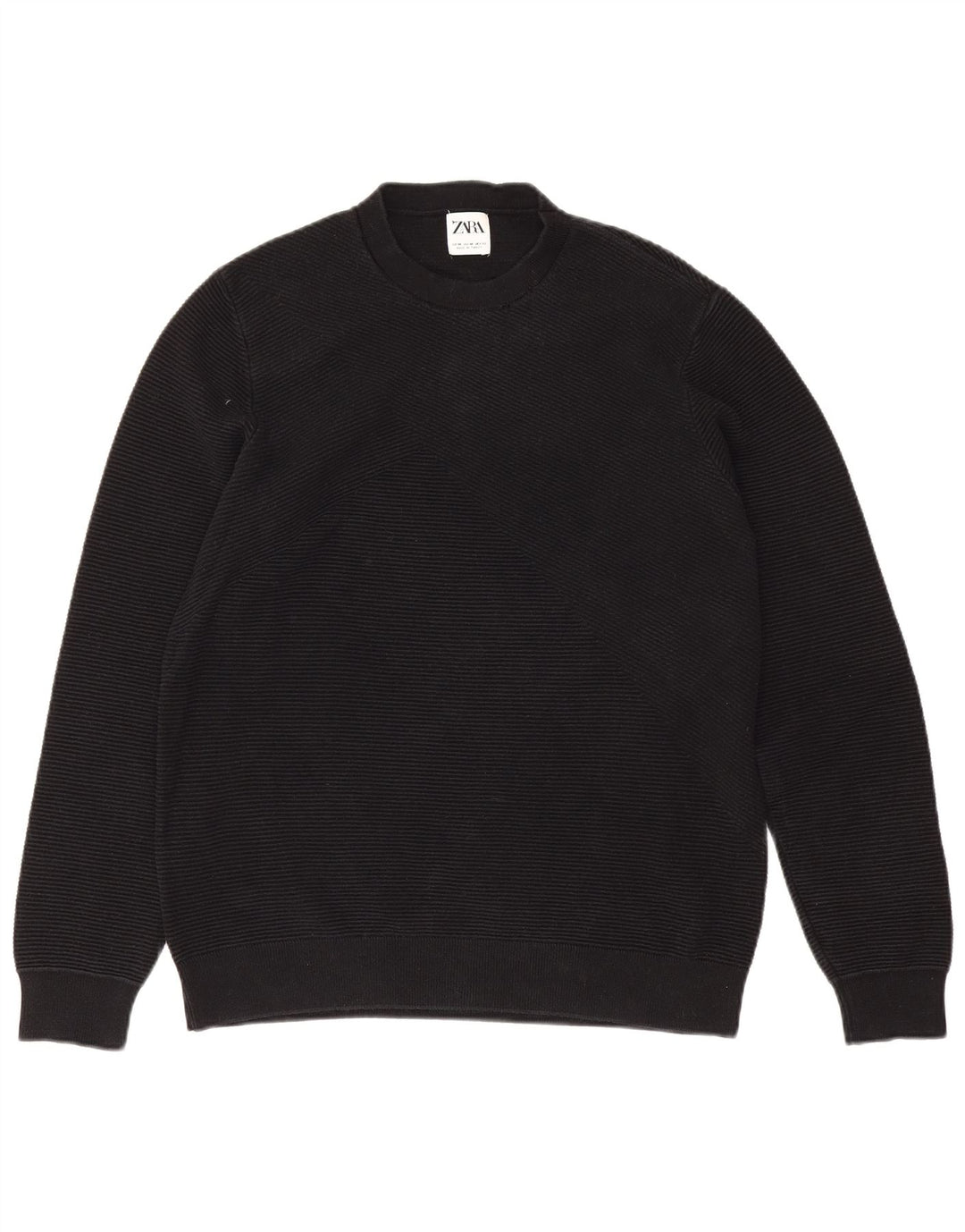 Zara Pull à col rond pour homme en coton noir moyen
