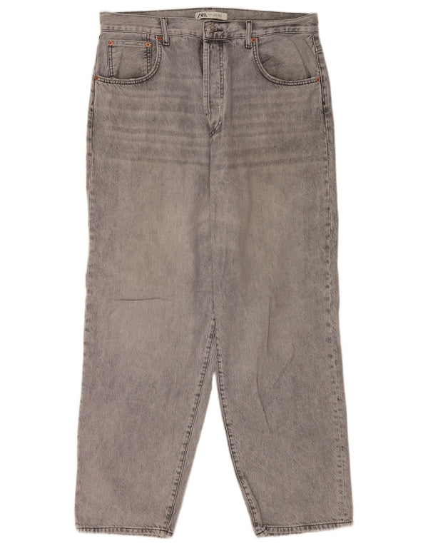 Zara Mens Straight Jeans EU 44 Large W34 L30 Grey Cotton