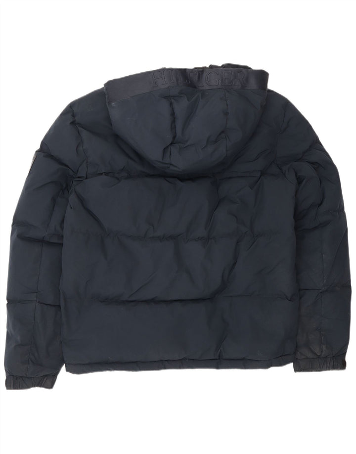 Tommy Hilfiger Veste matelassée à capuche pour homme UK 38 Bleu marine moyen Polyester