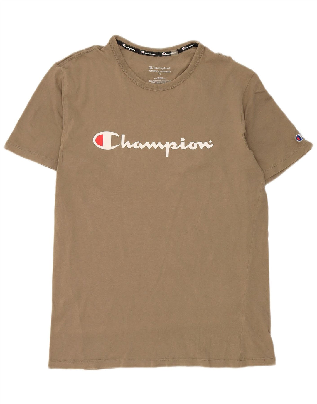 Champion T-Shirt Graphique Homme Kaki Moyen Coton