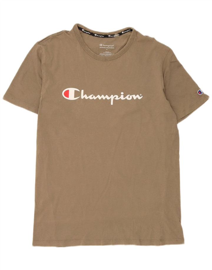 Champion T-Shirt Graphique Homme Kaki Moyen Coton
