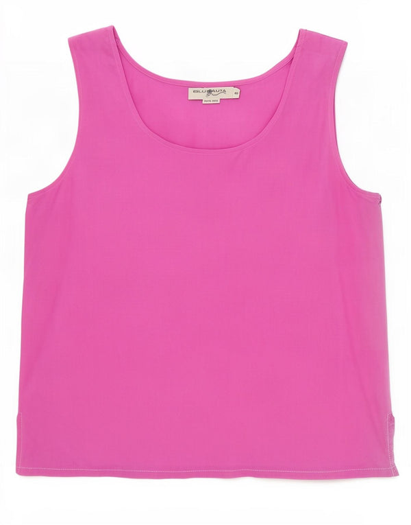 Blunauta Femme Chemisier Sans Manches Top IT 46 Grande Soie Rose