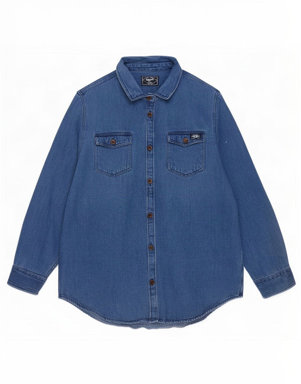 Superdry Chemise en jean pour femme UK 16 Large Bleu Coton