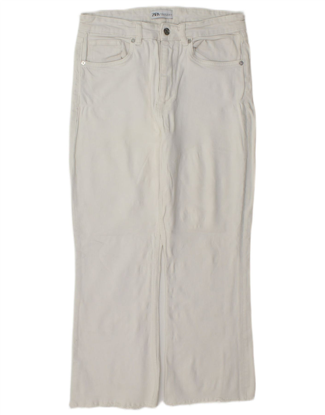 Zara Femme Pantalon Court Droit Large W32 L25 Blanc