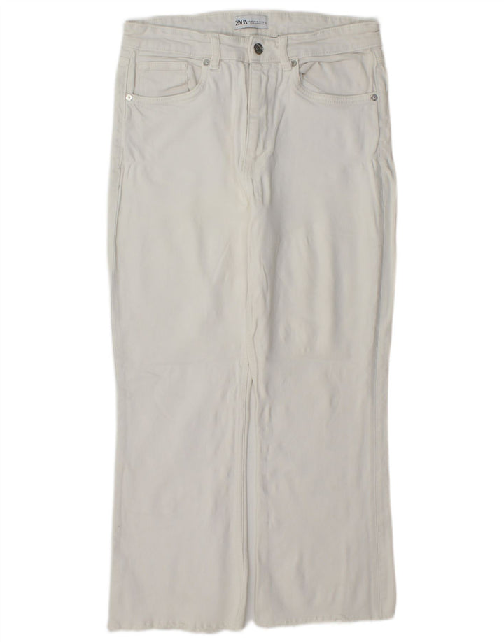 Zara Femme Pantalon Court Droit Large W32 L25 Blanc