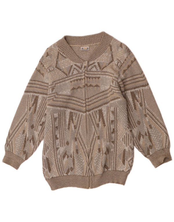 Maglierie Pull Cardigan Femme UK 16 Grand Marron Géométrique