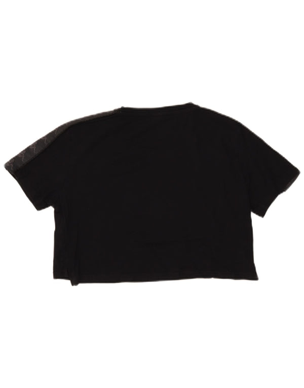 Kappa Womens Crop Oversize Graphic T-Shirt Top UK 6 XS Noir Coton