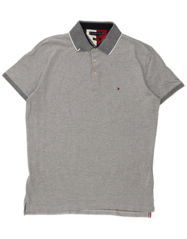Tommy Hilfiger Mens Regular Fit Polo Shirt Large Grey Cotton