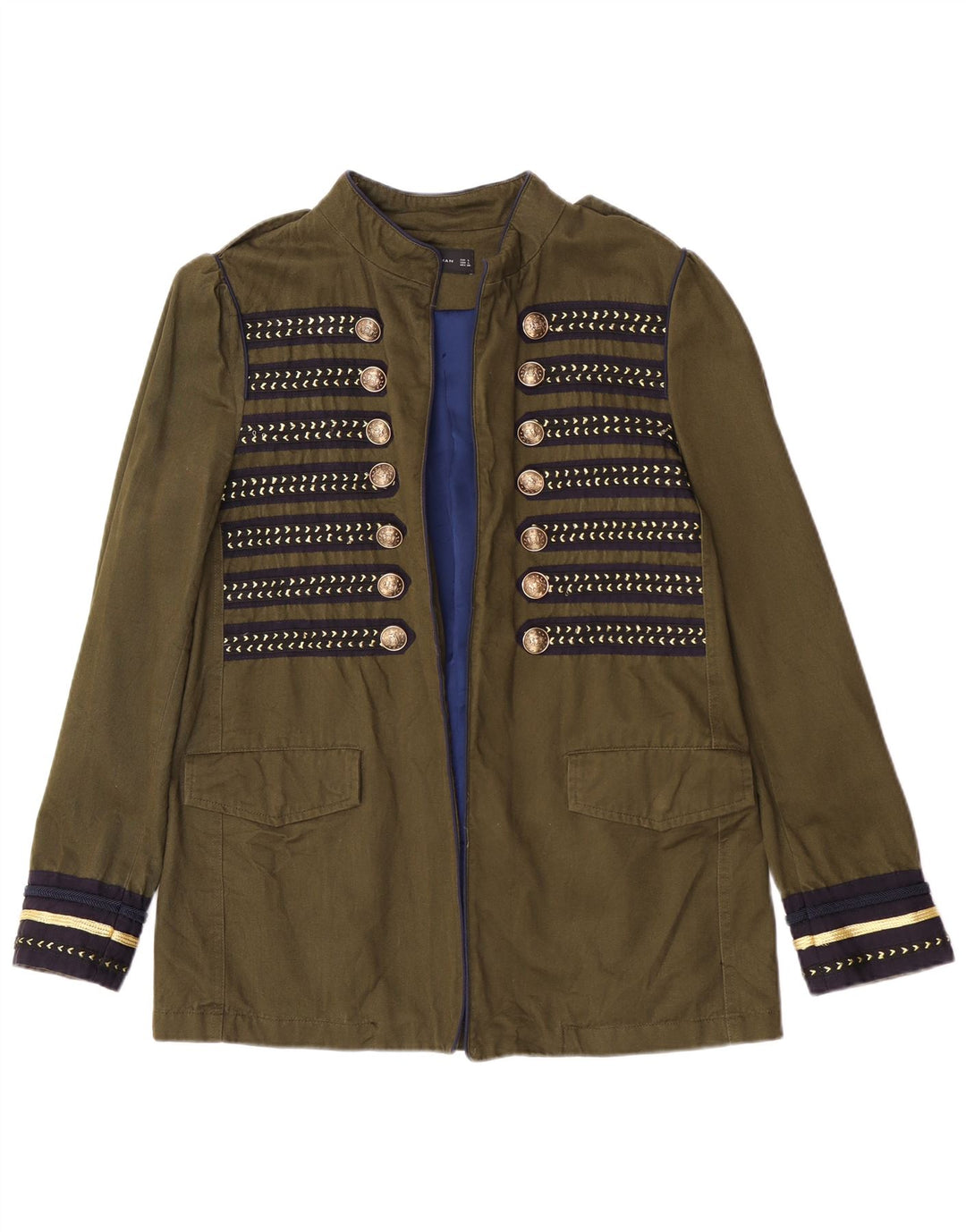 Zara Veste militaire ouverte pour femme UK 14 Large Vert