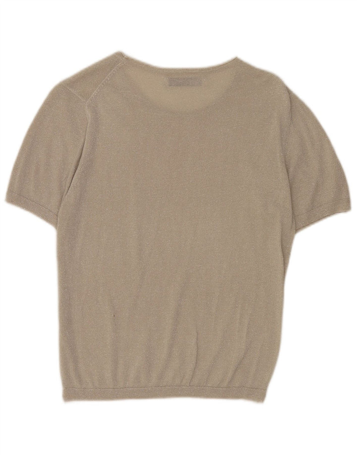 Zara Pull à manches courtes et col bateau pour femme Gris moyen UK 12