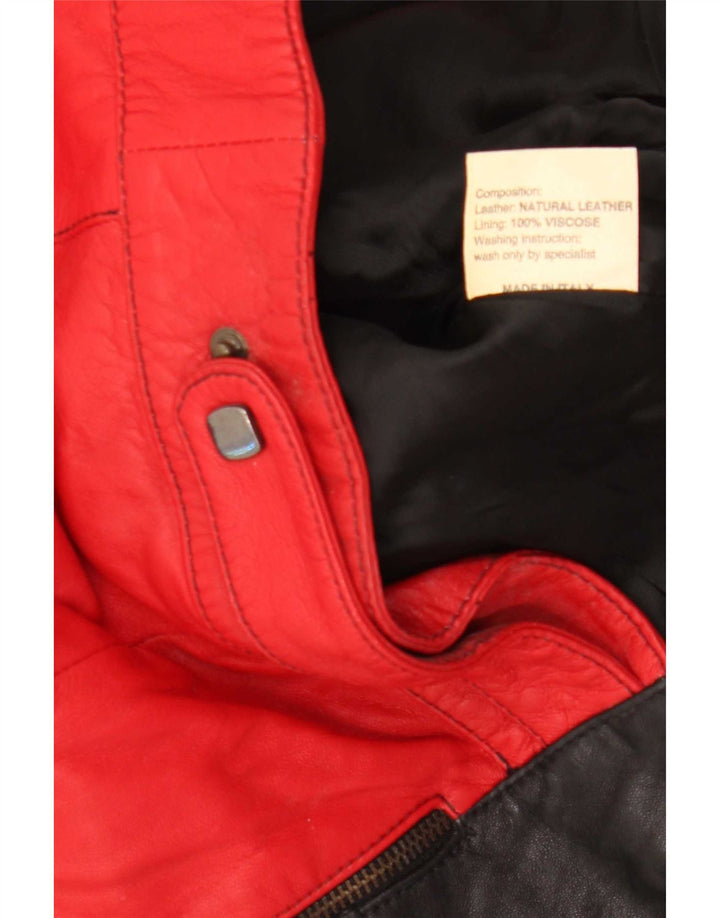 David 2 Veste en cuir pour femme UK 14 Cuir color block rouge moyen