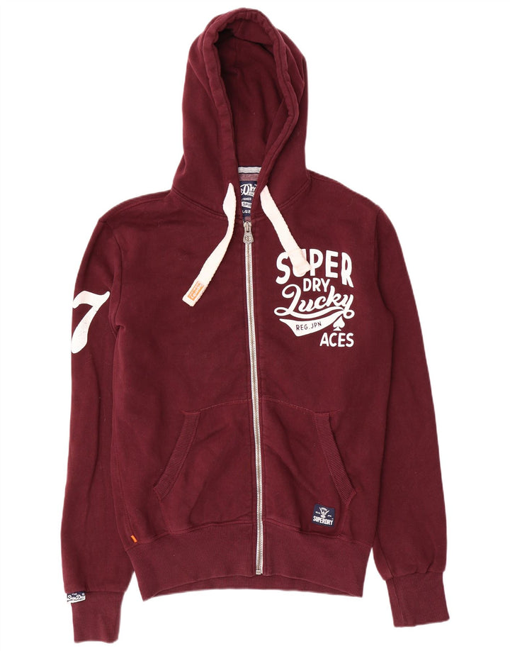 Superdry Pull à capuche graphique zippé pour homme en coton marron petit