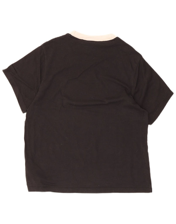Adidas T-Shirt Femme Top UK 10 Petit Coton Noir