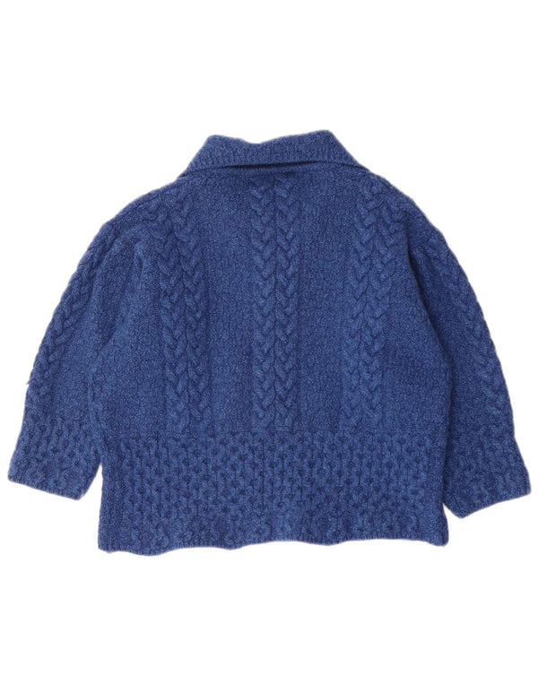 Blarney Cardigan Femme Pull UK 16 Grande Laine Mérinos Bleue