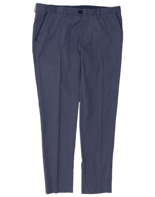 Zara Pantalon Chino Slim Homme EU 44 Large W34 L31 Bleu Polyester