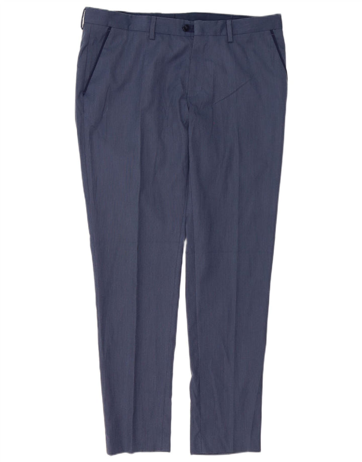 Zara Pantalon Chino Slim Homme EU 44 Large W34 L31 Bleu Polyester