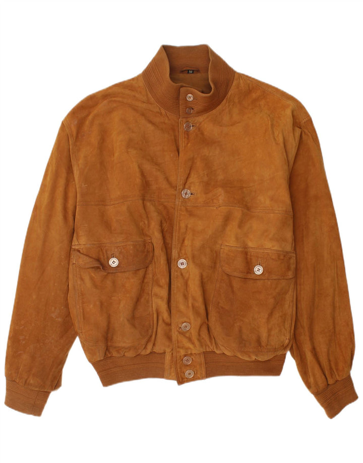 Veste Bomber En Daim Vintage Homme IT 52 XL Cuir Marron