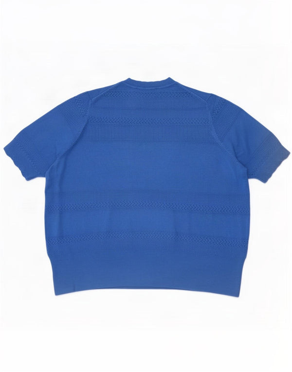 Marks & Spencer Pull à manches courtes et col rond pour femme UK 20 2XL Bleu