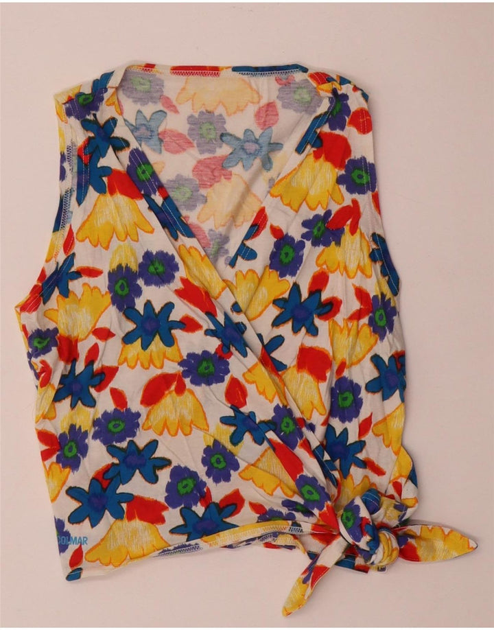 Colmar Femme Wrap Crop Top UK 14 Grand Coton Floral Multicolore