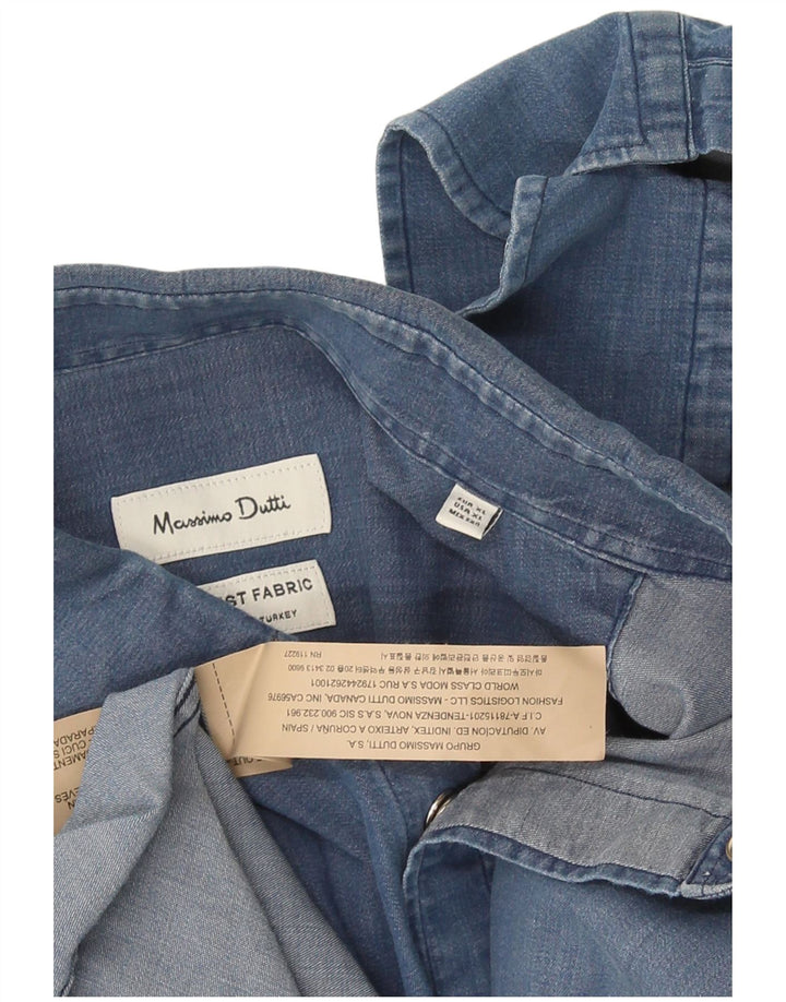 Massimo Dutti Chemise en jean coupe droite XL Bleu Coton