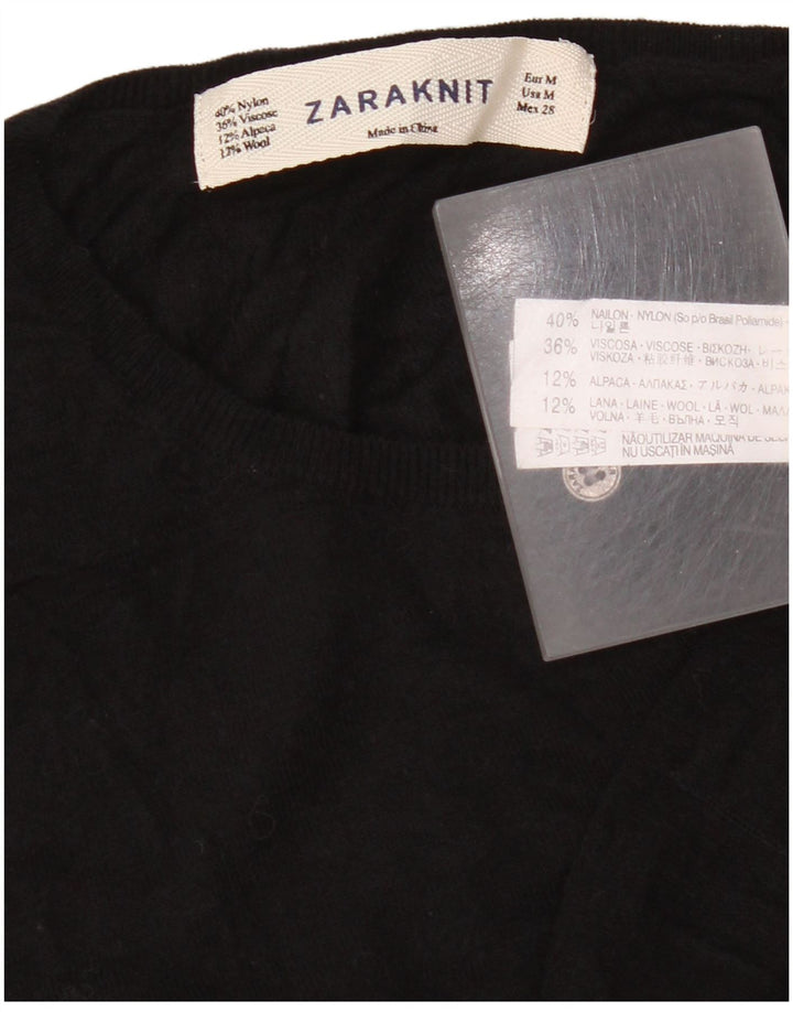 Zara Cardigan Femme Pull UK 14 Medium Noir Nylon