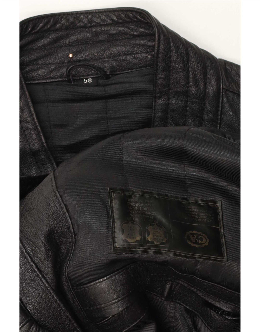 C&A Blouson Bomber en Cuir Homme EU 58 XL Noir