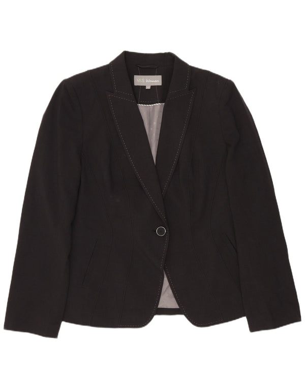 Marks & Spencer Veste blazer à 1 bouton pour femme UK 14 Large Gris Polyester