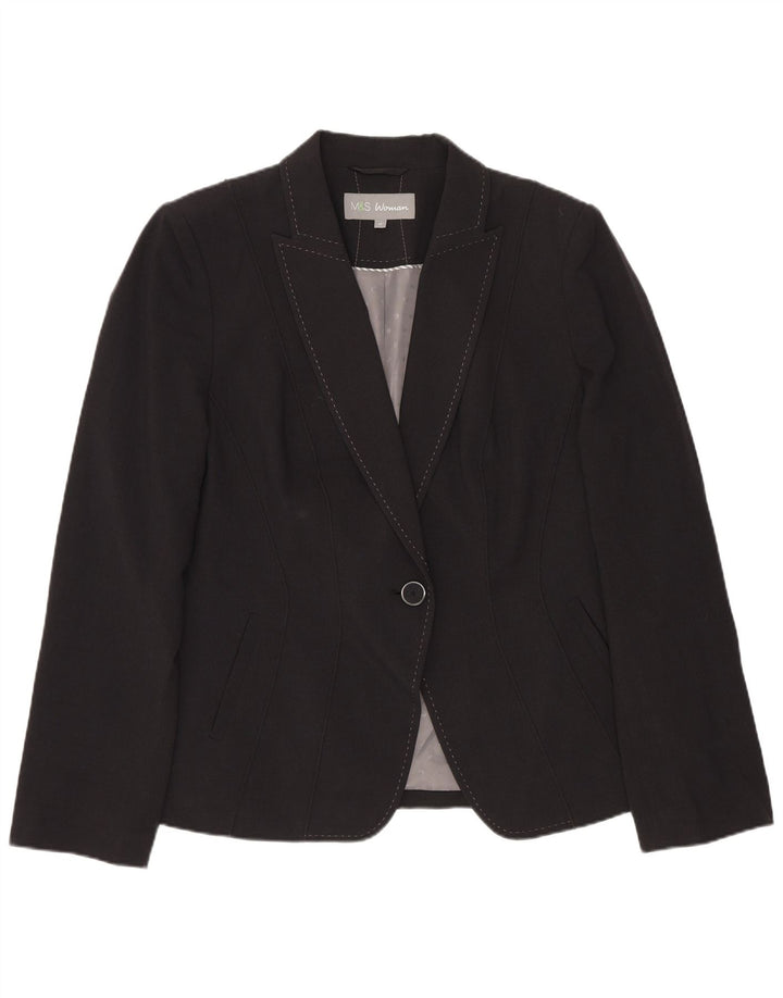 Marks & Spencer Veste blazer à 1 bouton pour femme UK 14 Large Gris Polyester