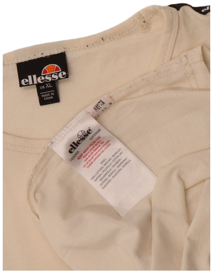 Ellesse T-Shirt Graphique Top XL Blanc Cassé Coton Homme
