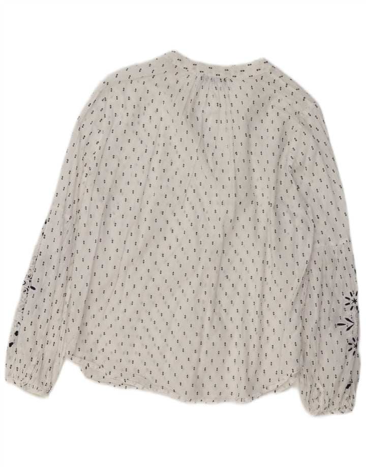 MINT VELVET Chemisier graphique pour femme UK 14 Grand coton floral blanc