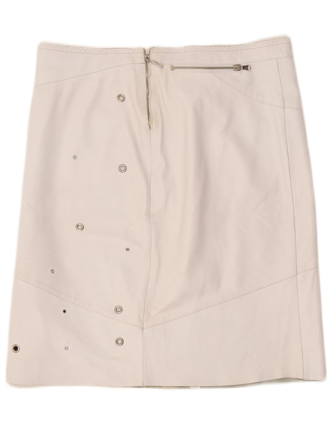 jupe en cuir femme vintage W36 XL Blanc