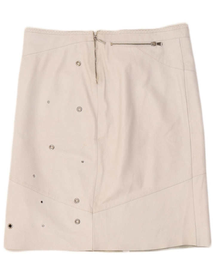 jupe en cuir femme vintage W36 XL Blanc
