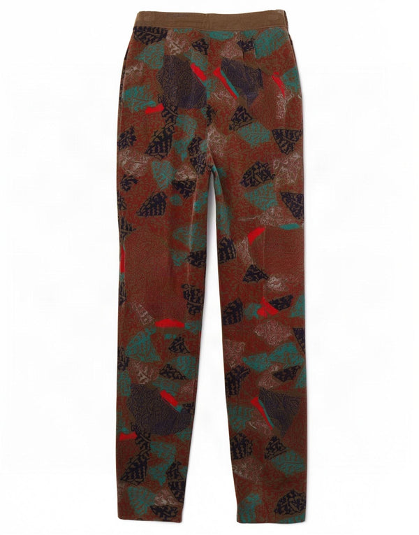 Pantalon décontracté à motif abstrait vintage pour femmes IT 44 Medium W26 L34 Marron
