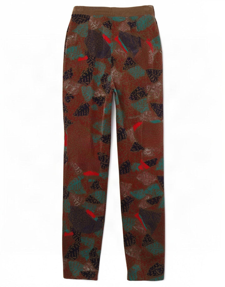 Pantalon décontracté à motif abstrait vintage pour femmes IT 44 Medium W26 L34 Marron