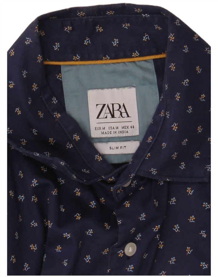 ZARA Chemise Slim Fit Homme Bleu Marine Moyen Floral