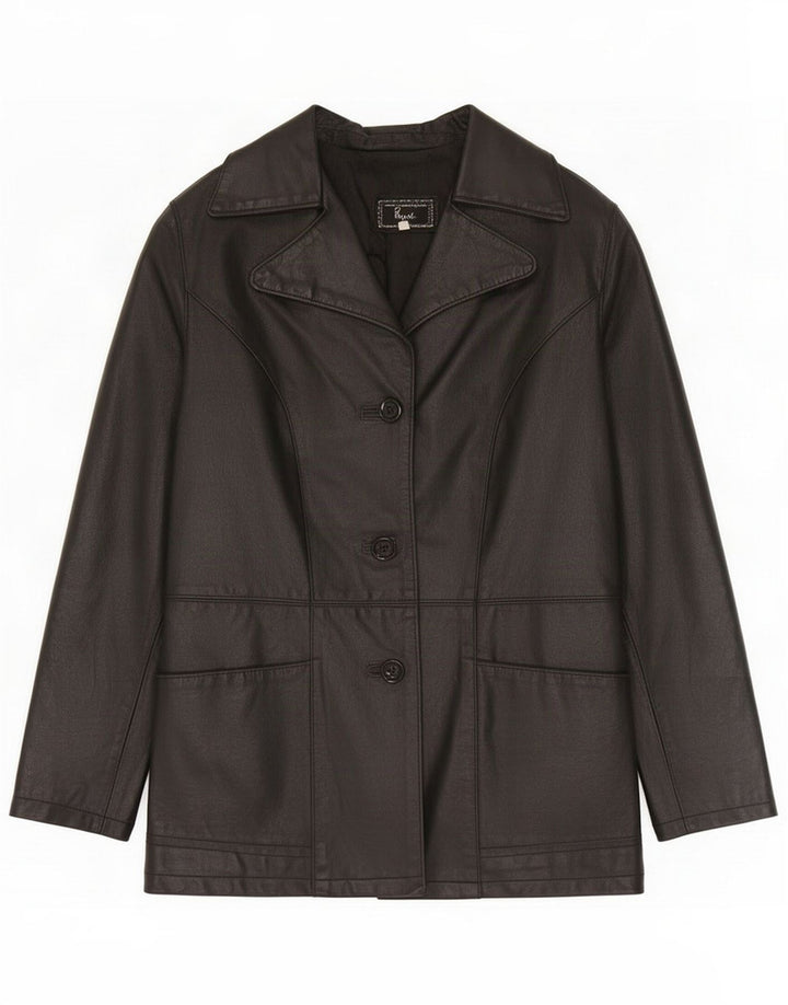 Bayside Veste en cuir surdimensionnée pour femme UK 10 Small Noir